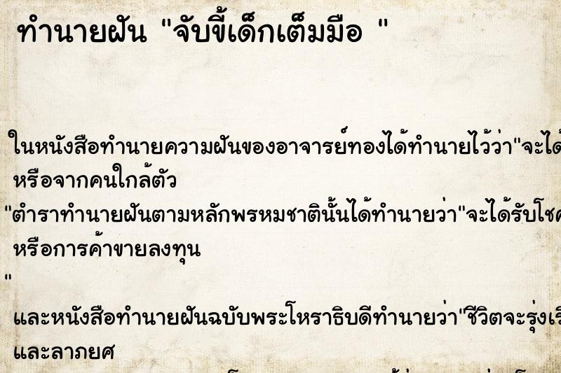 ทำนายฝันทำนายฝันจับขี้เด็กเต็มมือ